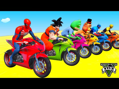 GTA V Epic New Stunt Race For Car Racing Challenge by Trevor and Shark Superheroes Hey Spider-man