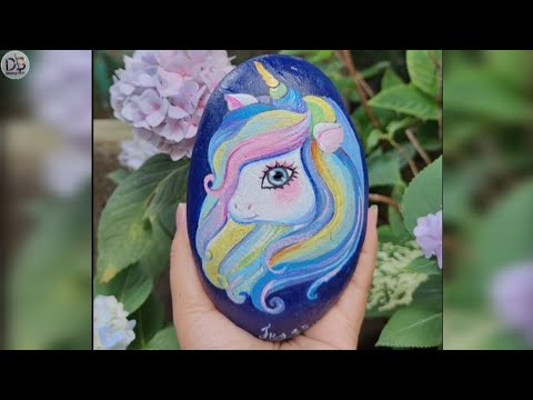 Unicorn Painting on River Stone | Acrylic Painting on Stone | Stone Art