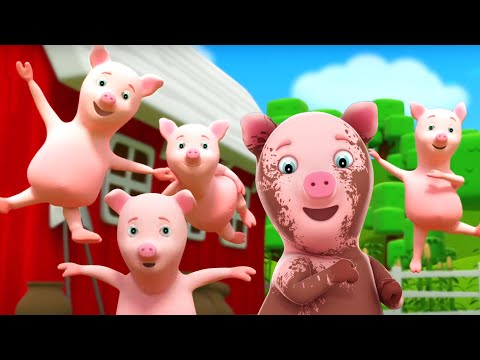 Five Little Piggies Jumping On The Bed, Nursery Rhymes and Animals Song for Kids