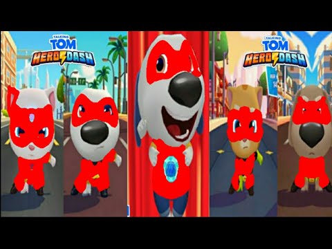 TALKING TOM HERO DASH -- ALL RED HERO CHARACTER BIG BOSS FIGHT & CLASSIC RUN FUNNY VIDEO