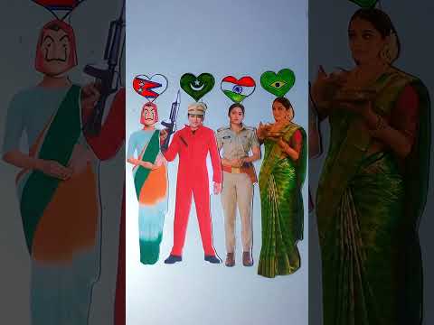 Brazil 🇧🇷 Nepal 🇳🇵 India 🇮🇳 Pakistan 🇵🇰 ||🇧🇷🇳🇵🇮🇳🇵🇰 Independence Day Drawing #shorts #art #ashortaday