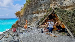 3 DAYS solo survival (NO FOOD, NO WATER, NO SHELTER) Catch and Cook, SNAKE, CRAB. Bushcraft Camping
