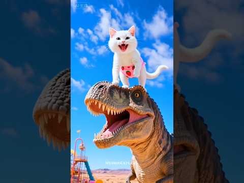 बिल्लू चढ़ा डायनसोर के ऊपर 🙀 #ai #cat #funnycats #story #shortfeed