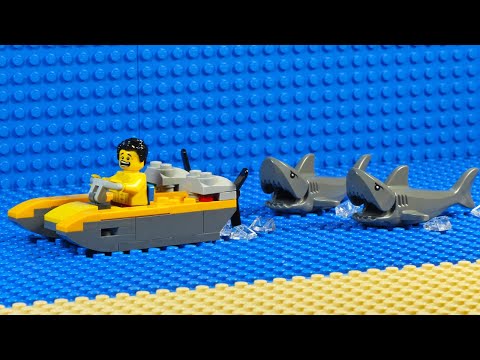 Lego City Beach Fisherman Shark Attack