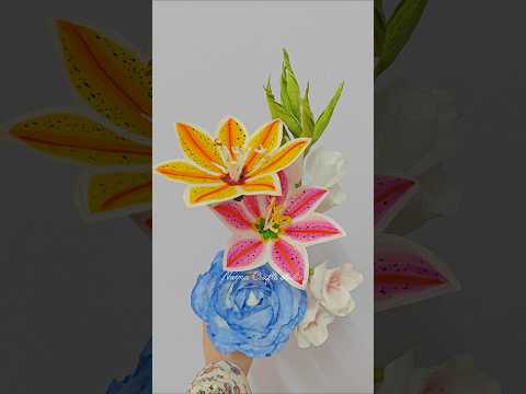 How to make Lilly Flower from Paper | Paper Flower Making | Aesthetic Paper Lily #shorts #crafts