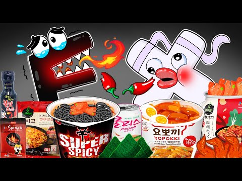 Convenience Store BLACK WHITE Food Spicy Alphabet Lore F vs X MUKBANG ANIMATION | ASMR