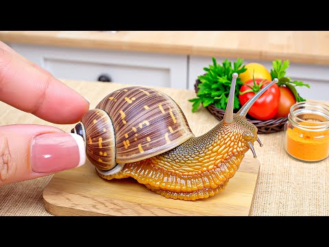 Miniature Escargot Delight: Creamy Snail with Cheddar Cheese Recipe | Relaxing ASMR Cooking