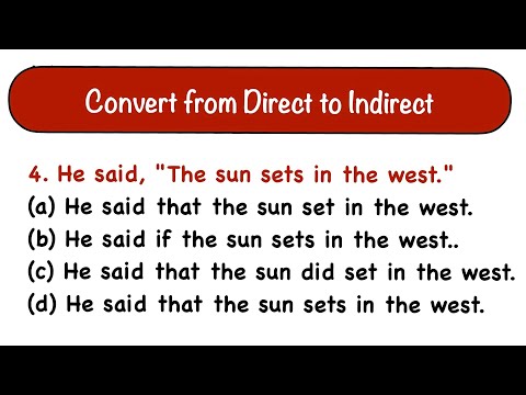 Direct Indirect Speech multiple choice questions, Important English Grammar Lesson