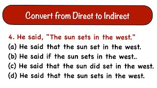 Direct Indirect Speech multiple choice questions, Important English Grammar Lesson