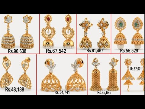 Latest Gold & Diamond Earrings designs With Price | #LightWeightgoldearrings | #goldjhumkaearrings