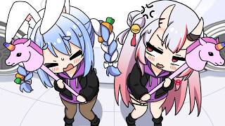 Pekora and Ayame use their ASSets to wash a car【Hololive AnimatedClip/