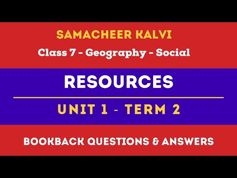 Resources Book Back Questions, Answers | Unit 1  | Class 7 | Geography | Social | Samacheer Kalvi