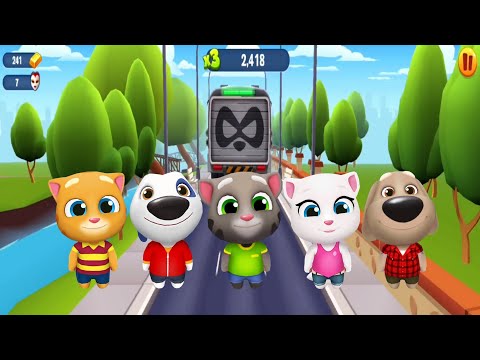 Talking Tom Gold Run Trial Version - All Characters Unlocked - Officer Hank vs Raccoon