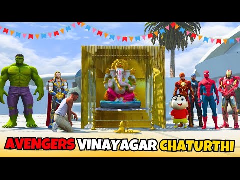 GTA 5 : FRANKLIN AND SHINCHAN & AVENGERS Celebrate Vinayagar Chaturthi in Gta 5