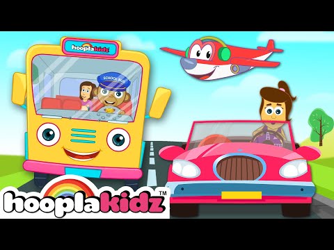 Driving In My Wheels On The Bus - Vehicles Song For Kids | Sing Along Kids Songs @hooplakidz