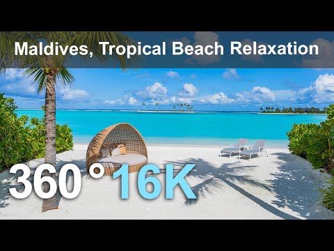 Maldive Paradise. Tropical Beach Relaxation. 360 video in 16K.