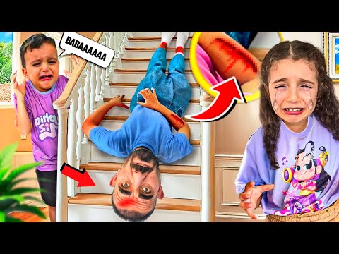 POYRAZ ELİF BABASINA KÖTÜ BİR ŞAKA YAPTI!!BABAM MERDİVENLERDEN DÜŞTÜ!!