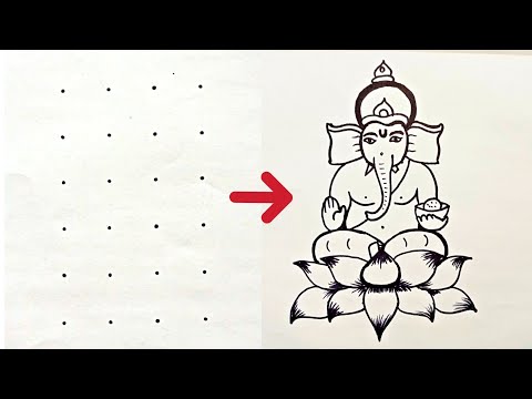 Lord Ganesha drawing | 4×6 dots lord Ganesh drawing | Lord ganesh drawing easy | ganpati drawing#art