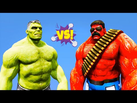 HULK VS RED HULK - ULTIMATE SUPERHEROES BATTLE 💪⚡