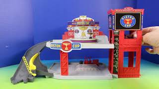 Disney Pixar Cars Piston Cup Racing Garage Batman Car McQueen Rescues Jackson Storm From Lemons