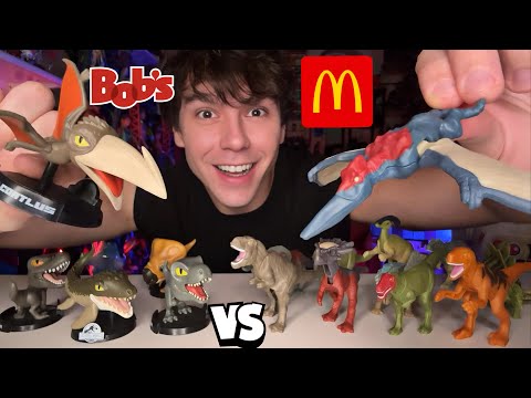 COMPARANDO JURASSIC WORLD RECOMEÇO BOBS VS JURASSIC WORLD TEORIA DO CAOS BURGER KING! PETER TOYS