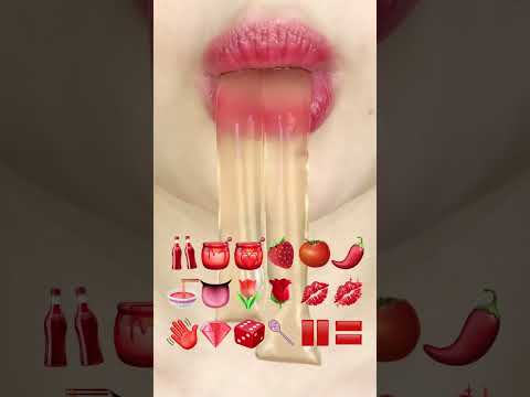 ASMR RED EMOJI FOOD 빨간색 이모지 먹방 (sped up)