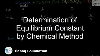 Determination of Equilibrium Constant by Chemical Method