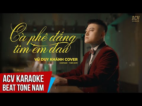 Karaoke | Cà Phê Đắng Tim Em Đau -Vũ Duy Khánh | Beat Tone Nam Chuẩn