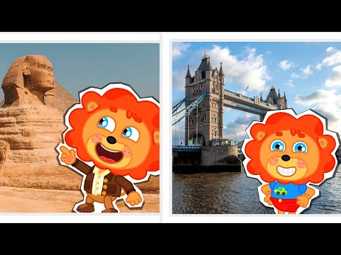 Lion Family | Photo Shop in the Zoo. Real Photos | Cartoon for Kids