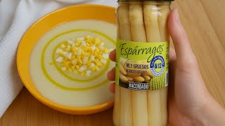 CENA SANA SIN COCINAR . GAZPACHO DE ESPARRAGOS BLANCOS DE BOTE