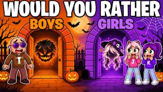 Boys VS Girls Would You Rather Halloween Tower Obby! | Roblox