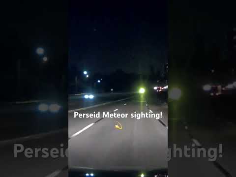 Caught a fast moving Perseid Meteor coming late one night on my drive home on my dashcam. #meteor