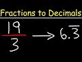 Converting Improper Fractions and Mixed Numbers to Decimals