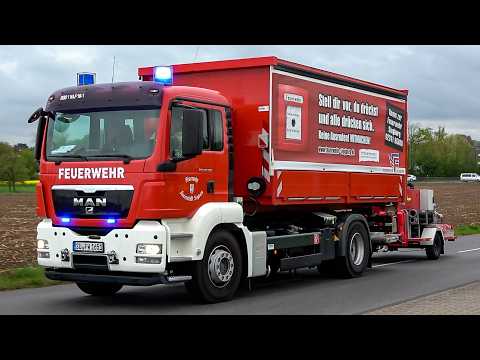 [LAGERHALLE IN FLAMMEN] - GROßBRAND in NIEDERKASSEL | Feuerwehr, THW & Polizei auf Einsatzfahrt!