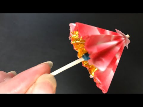 ツマヨウジを使った折り紙の番傘 - YouTube