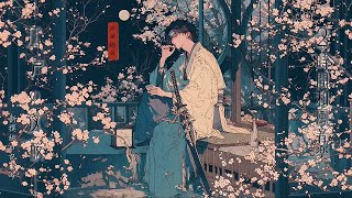 【2時間和風音楽】「江戸の夜桜-新撰組：沖田総司-Night Cherry Blossoms in Edo」-散りゆく桜、散りゆく時代の夜に盃をかわす2時間の旅（浮世絵）