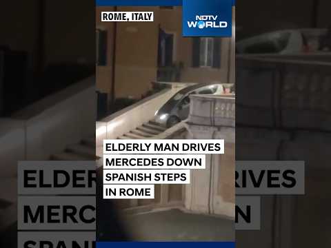 Elderly Man Drives Mercedes Down Spanish Steps in Rome