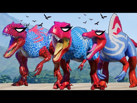 ALL Spider Brachiosaurus vs Charcharomo Spider vs T-Rex Big Dinosaur Battle Jurassic World Evolution