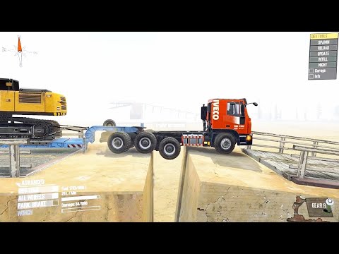 Spintires: Mudrunner.A large car drives through a difficult road.  Gameplay ep20