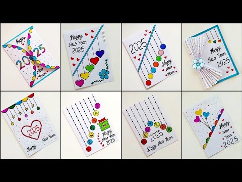 8 DIY Last minute Happy New year greeting card idea 2025 • Easy & Beautiful Handmade New year card