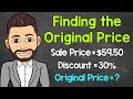Calculating Original Prices from Discounts