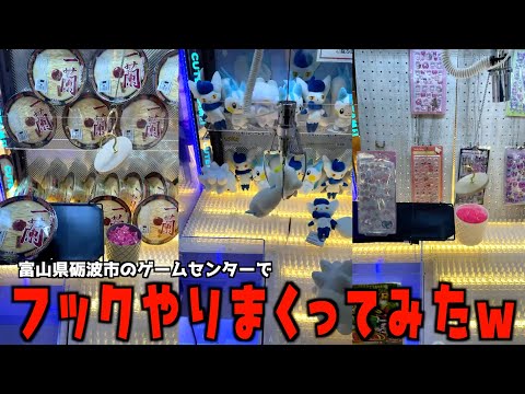 富山県のゲームセンターでクレーンゲームやりまくってみたww【UFOキャッチャー】画質悪くてごめんなさい