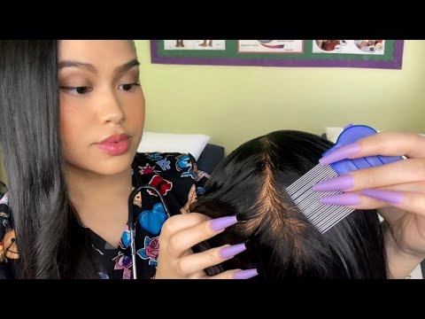 ASMR School Nurse Lice Scalp Check, Scratching, Plucking + Ear Cleaning (TINGLY 💤) RP light gum