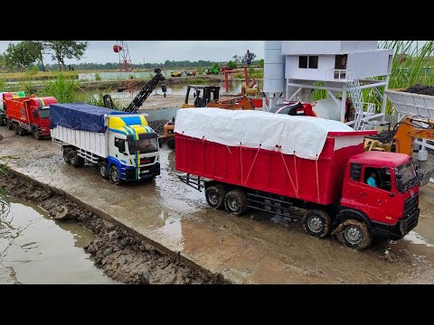 Truk Fuso 220Ps Hino 500 Tronton, Isuzu Giga Oleng Bermuatan Full Truk Engkel Rc Excavator Loader
