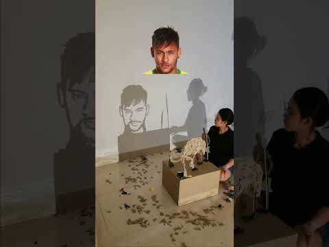 Neymar 🇧🇷⚽ Shadow art handmade portrait from cardboard - by @balana.art #neymar #neymarjr #art #diy