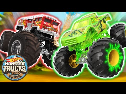 Smashing and Crashing at Camp Crush and Proving Grounds! | Hot Wheels Monster Trucks