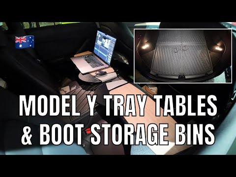 Tesla Model Y Foldable Car Tray and Trunk Storage Bins by Jowua