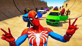 SuperHeróis na Skateboard Ramp! Crazy Сhallenge on All Cars, Sport, Classic, Mini and Jet Ski GTA