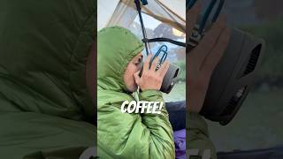 Our typical morning routine on trail: Tim makes coffee while Renee sleeps in.