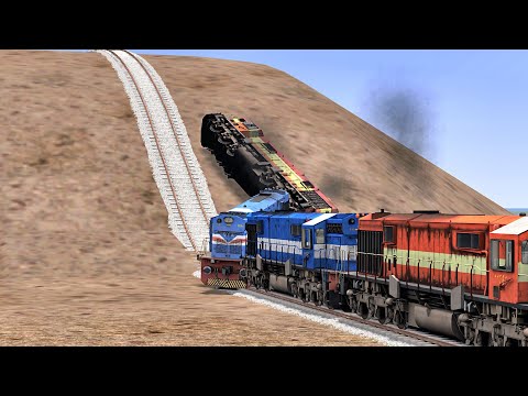 Train vs Hill Climb Many Alcos Derailed Indian Train Simulator